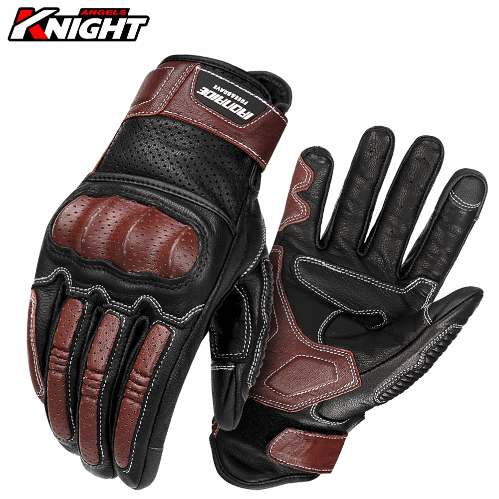 Motorcycle Glove Knuckle - Retro Leather Motorcycle Gloves With Airflow