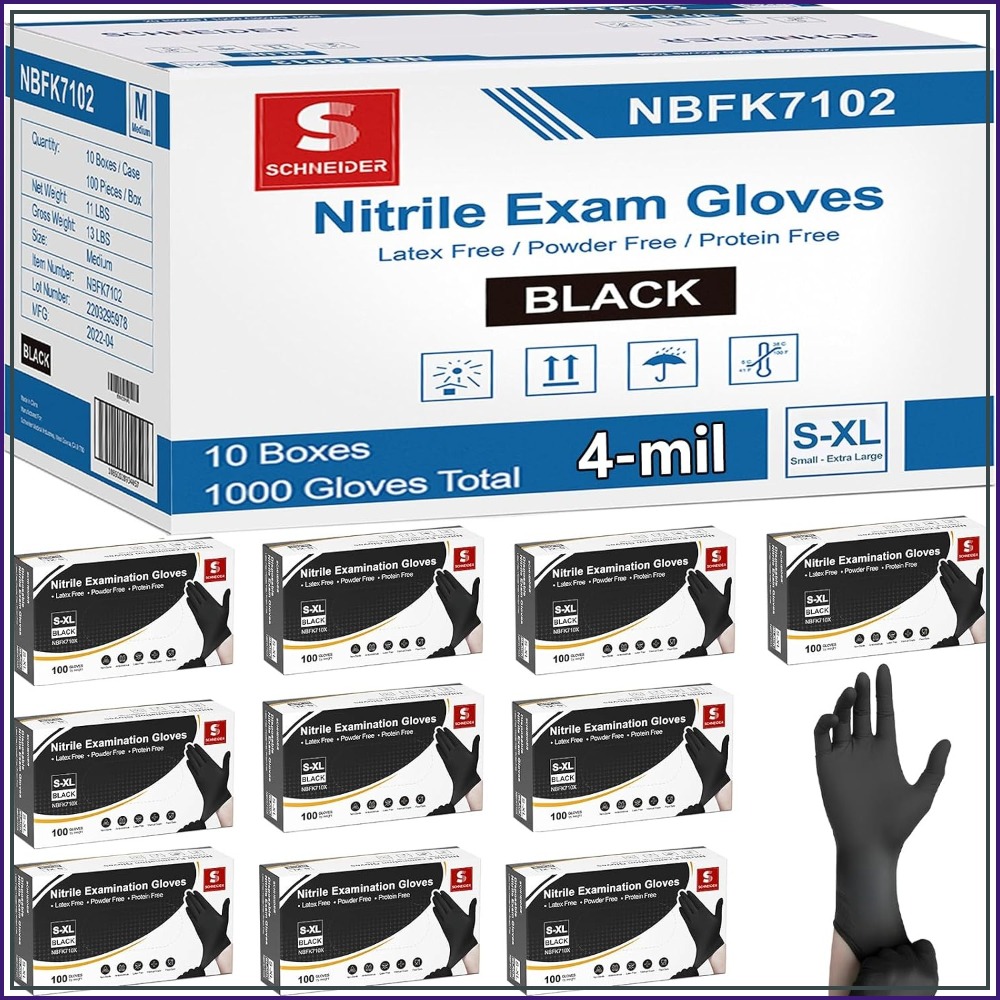 Exam Glove Nitrile - 4 Mil Black Nitrile Exam Gloves,