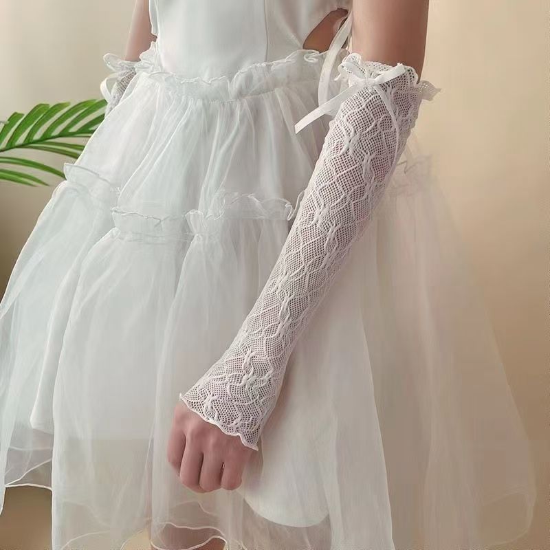 Summer Long Lace Ruffle Mesh F - Fingerless Glove Knit ulasan dan harga
