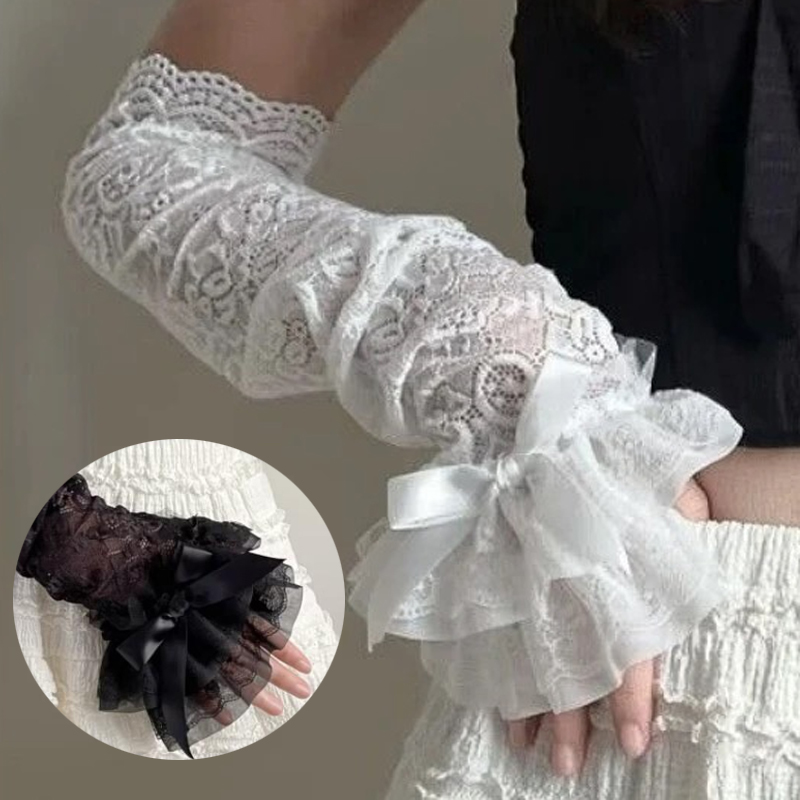 Hollow Out Lace Long Arm Sleev - Fingerless Glove Knit ulasan dan harga