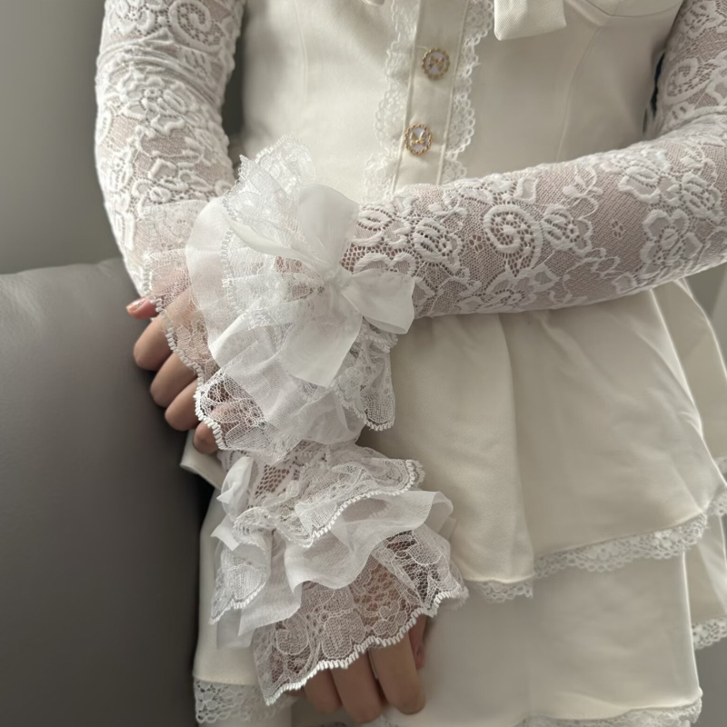 Hollow Out Lace Long Arm Sleev - Fingerless Glove Knit ulasan dan harga