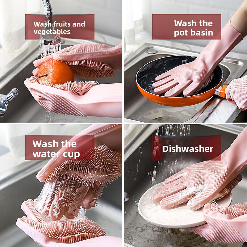 Silicone dishwashing gloves, m - Dish Glove Rubber ulasan dan harga