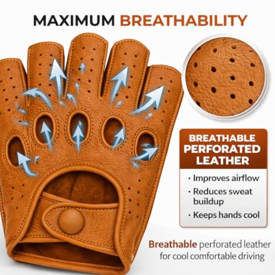 Mens fingerless leather drivin - Leather Driving Glove ulasan dan harga
