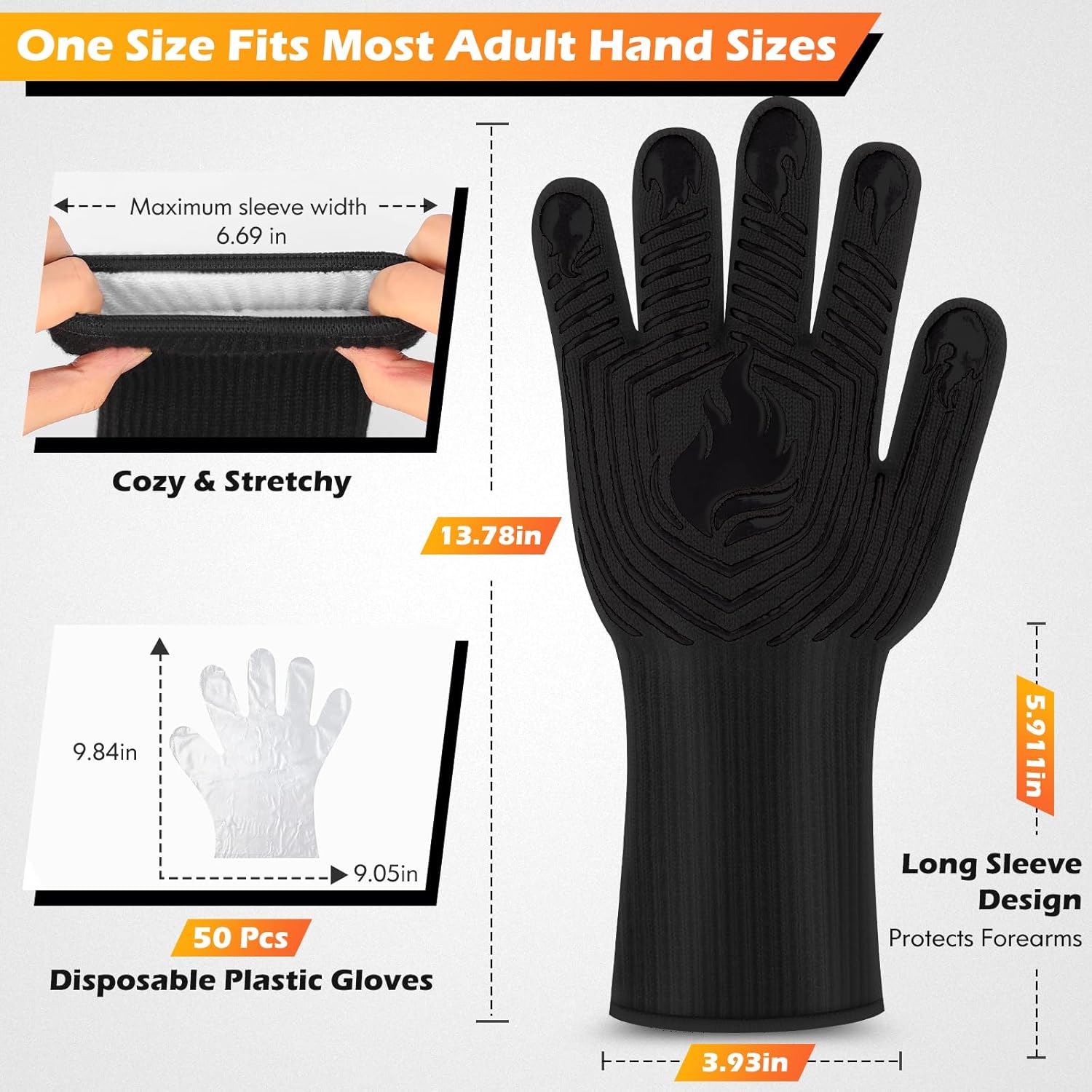 1472°F Heat Resistant BBQ Glov - Oven Mitt Silicone ulasan dan harga