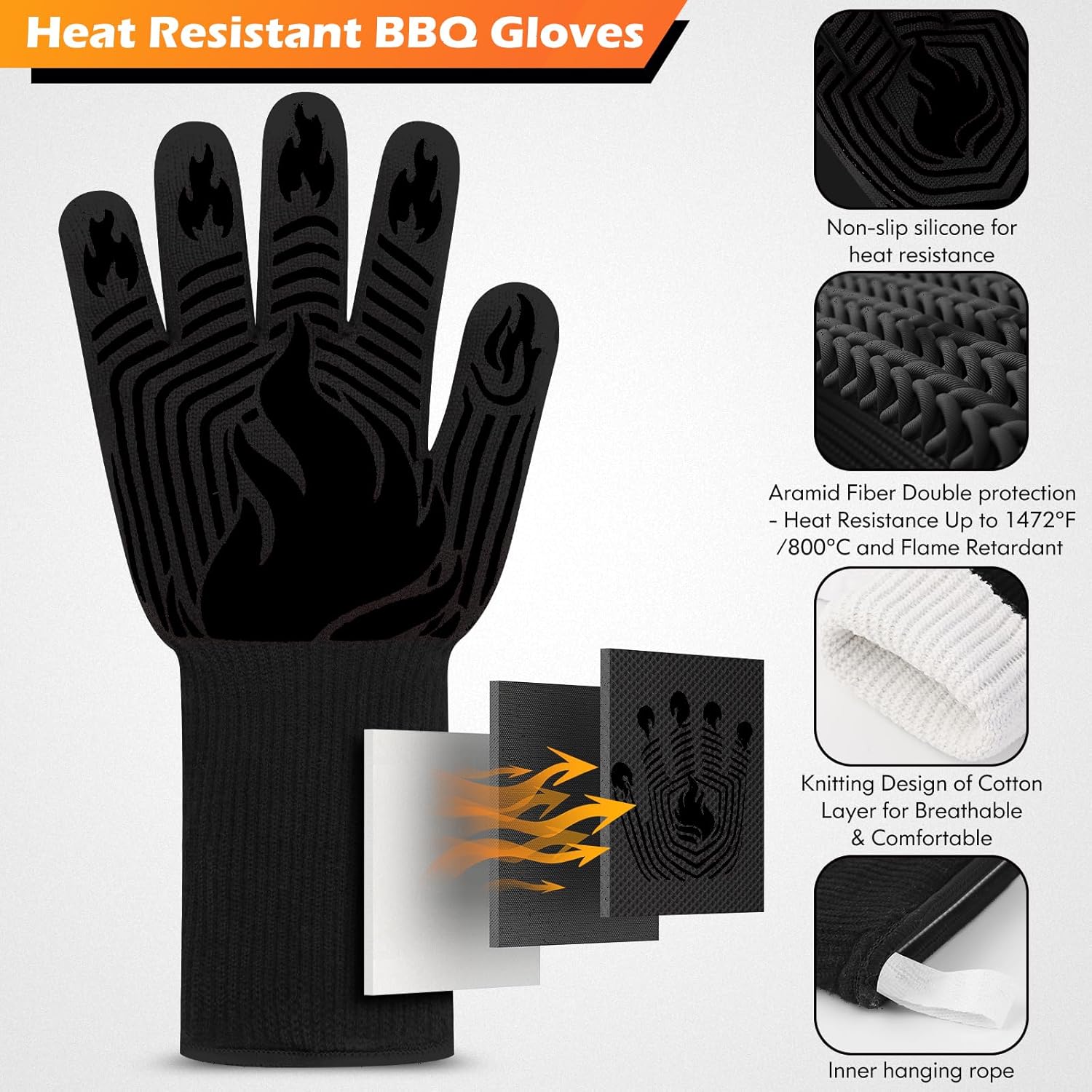 1472°F Heat Resistant BBQ Glov - Oven Mitt Silicone ulasan dan harga
