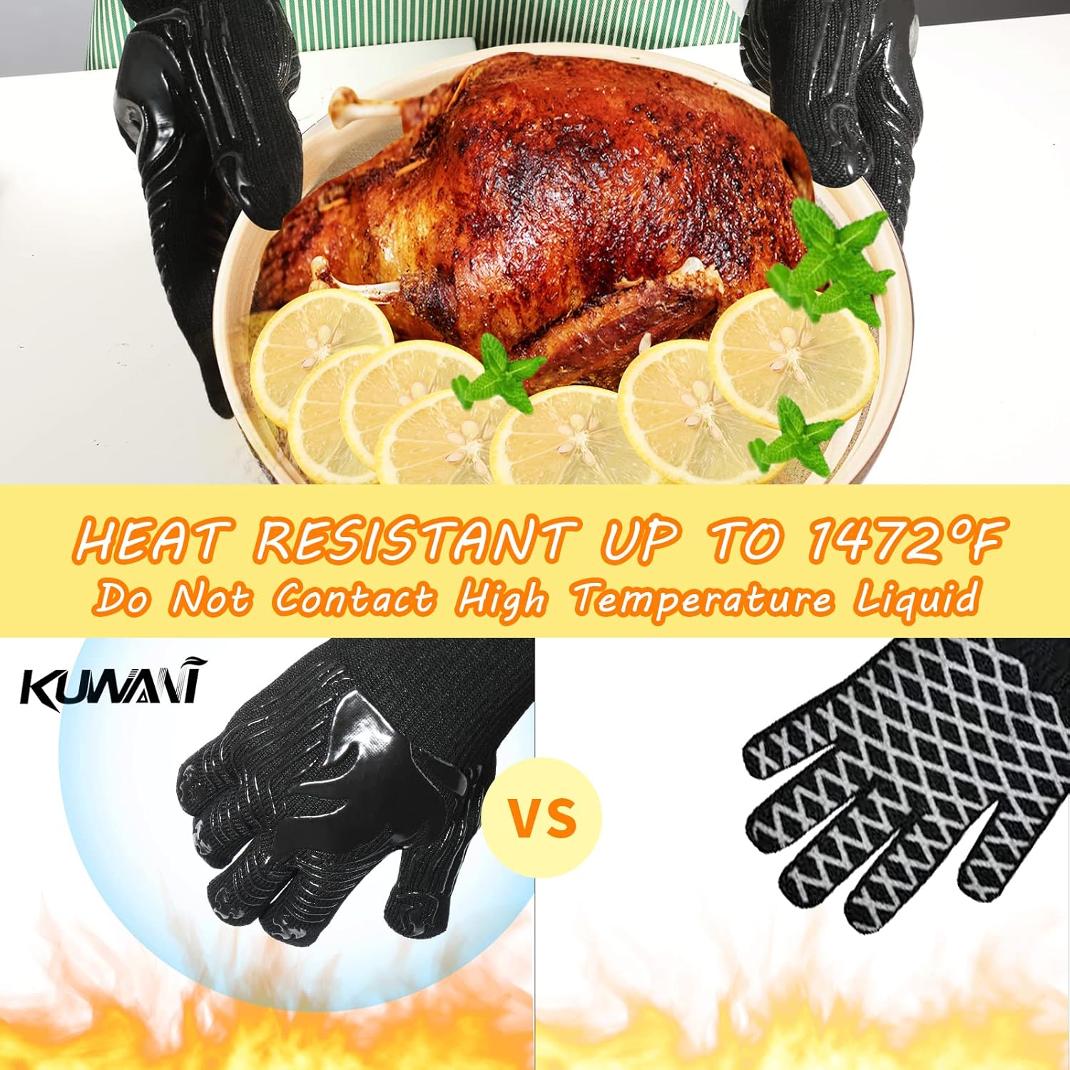 1472°F Heat Resistant BBQ Glov - Oven Mitt Silicone ulasan dan harga