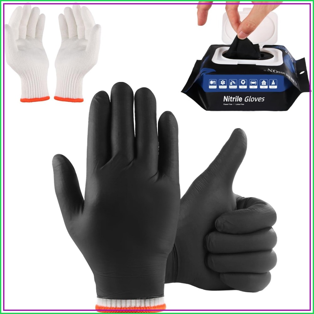 50 Disposable Nitrile Gloves + - Heat Resistant Glove ulasan dan harga