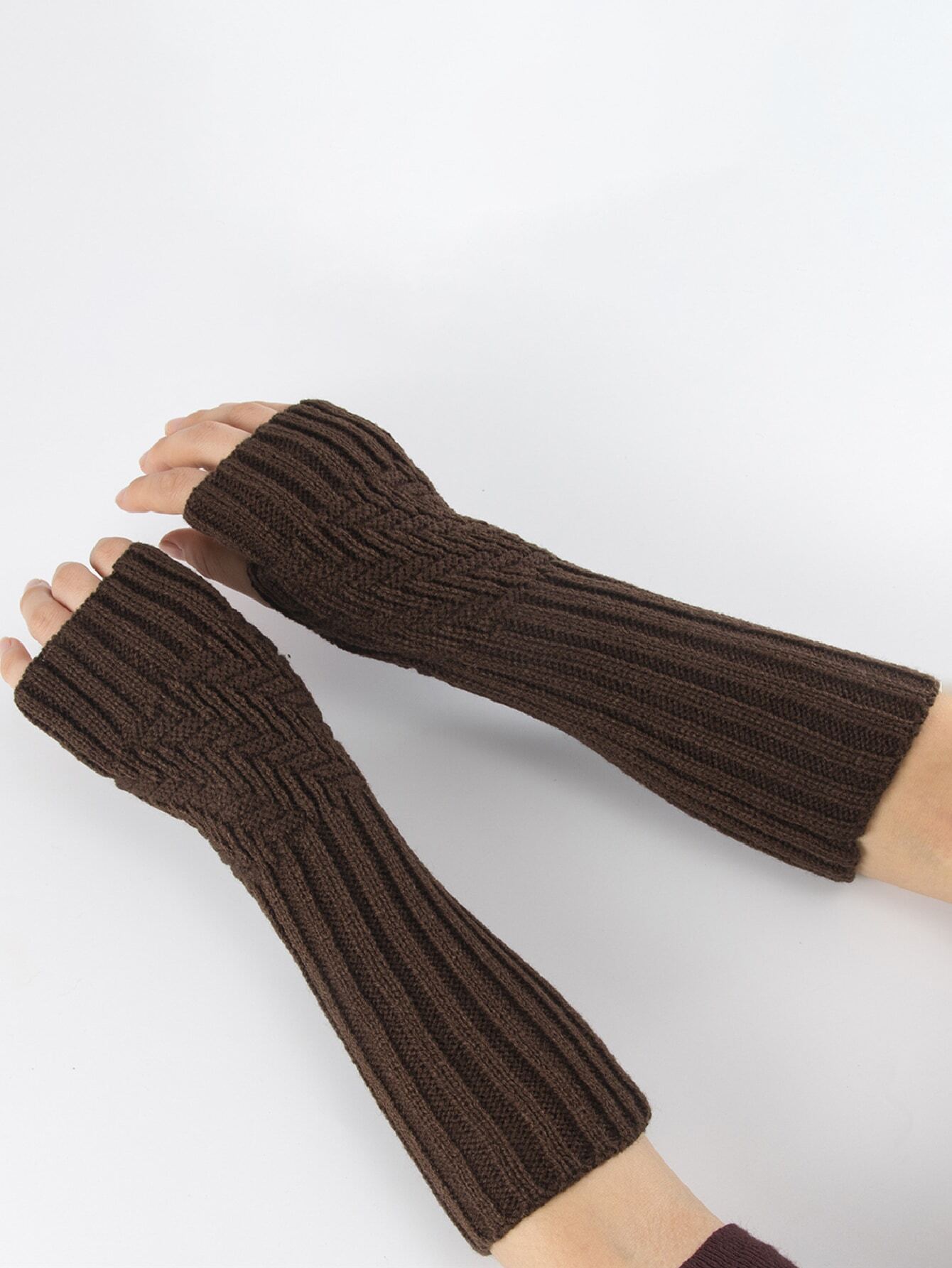 ROMWE Fairycore Solid Fingerle - Fingerless Glove Knit ulasan dan harga