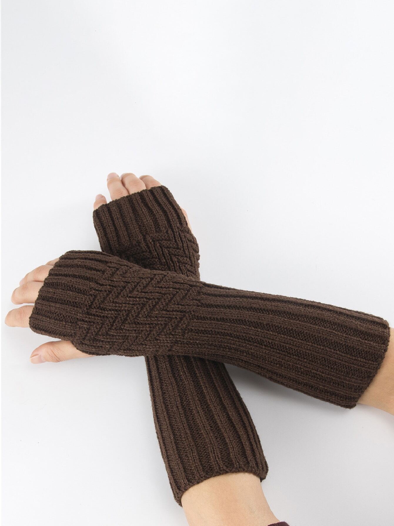 ROMWE Fairycore Solid Fingerle - Fingerless Glove Knit ulasan dan harga