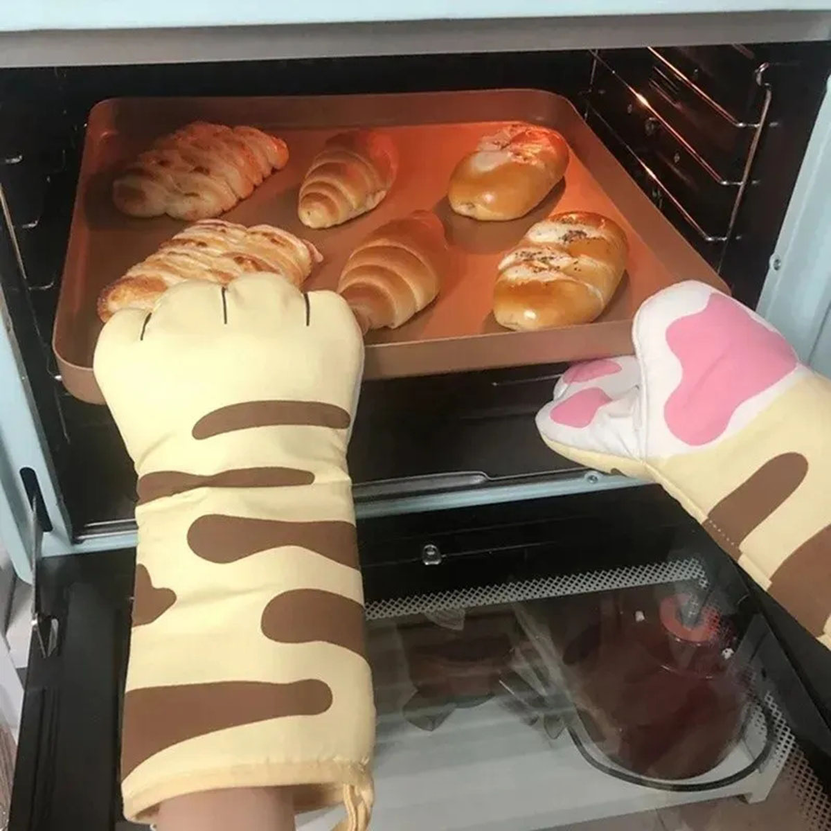 Microwave Long Cotton Gloves C - Oven Mitt Silicone ulasan dan harga