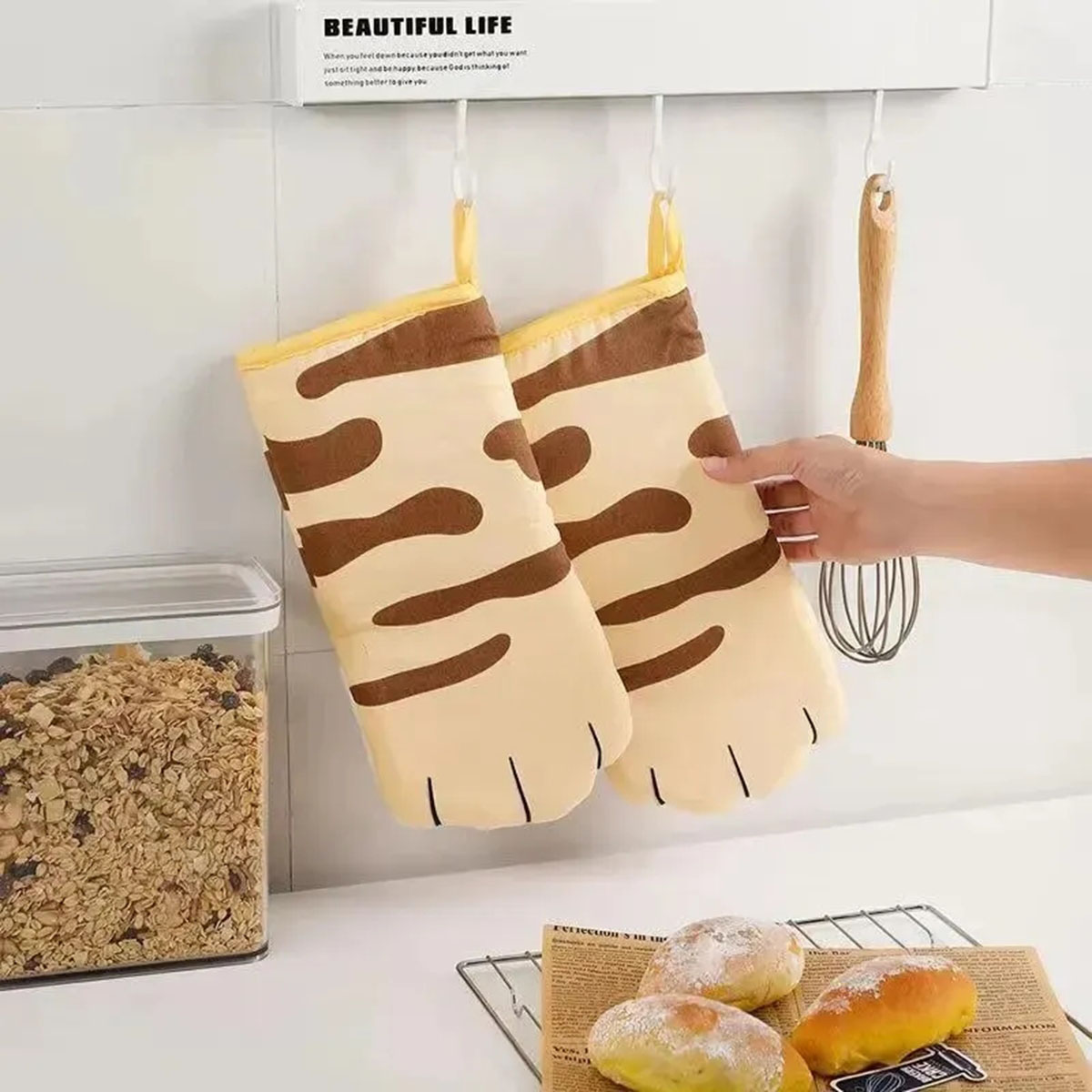 Microwave Long Cotton Gloves C - Oven Mitt Silicone ulasan dan harga