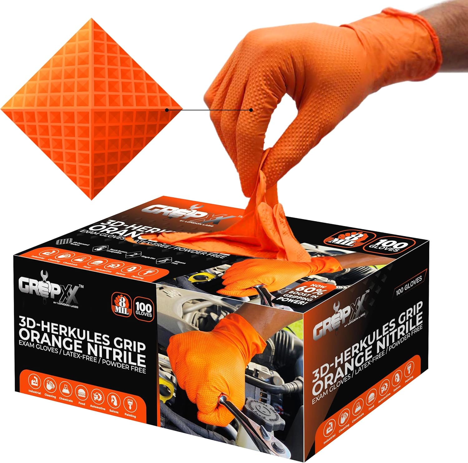 Heavy Duty 8Mil Orange Nitrile - Nitrile Mechanic Glove ulasan dan harga