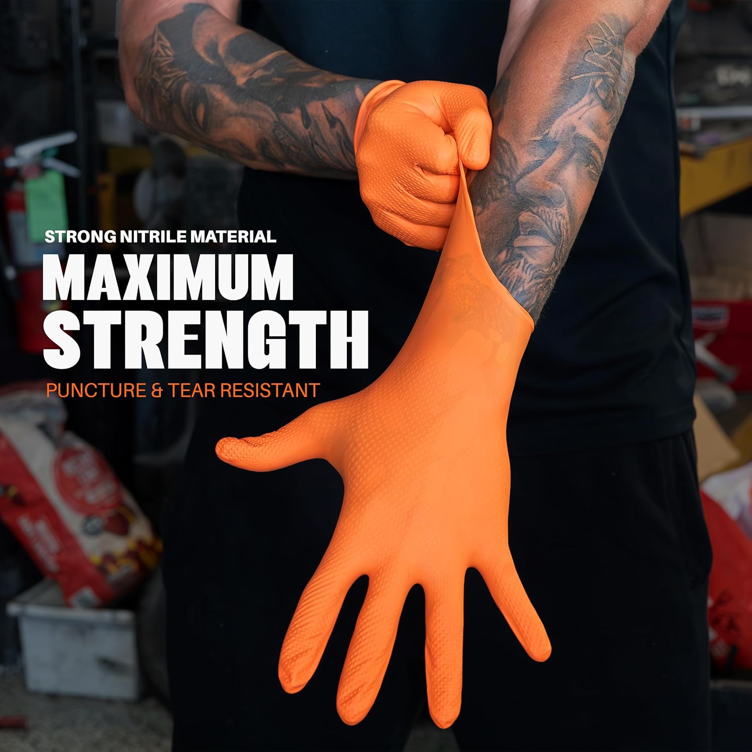 Heavy Duty 8Mil Orange Nitrile - Nitrile Mechanic Glove ulasan dan harga