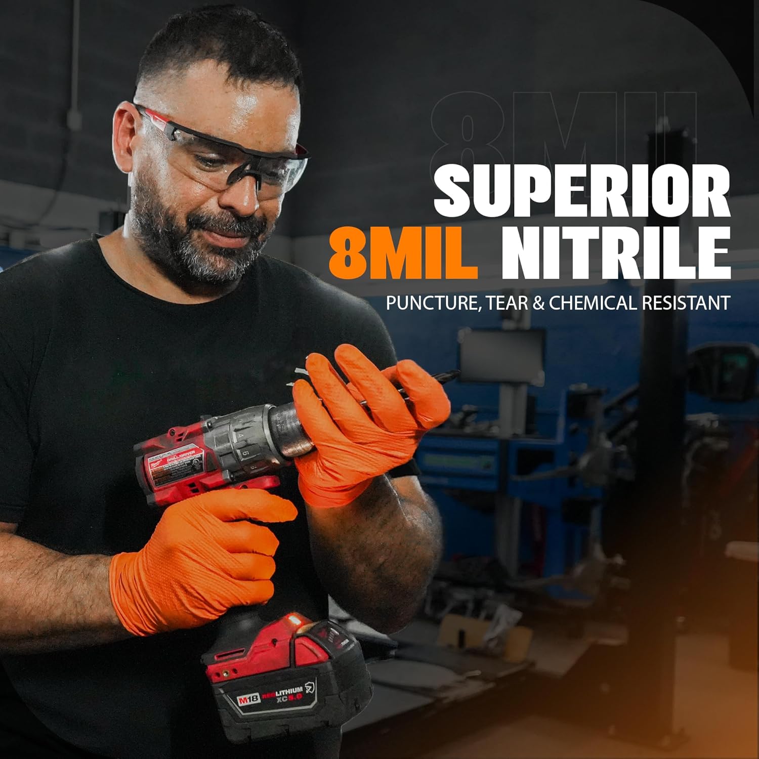 Heavy Duty 8Mil Orange Nitrile - Nitrile Mechanic Glove ulasan dan harga