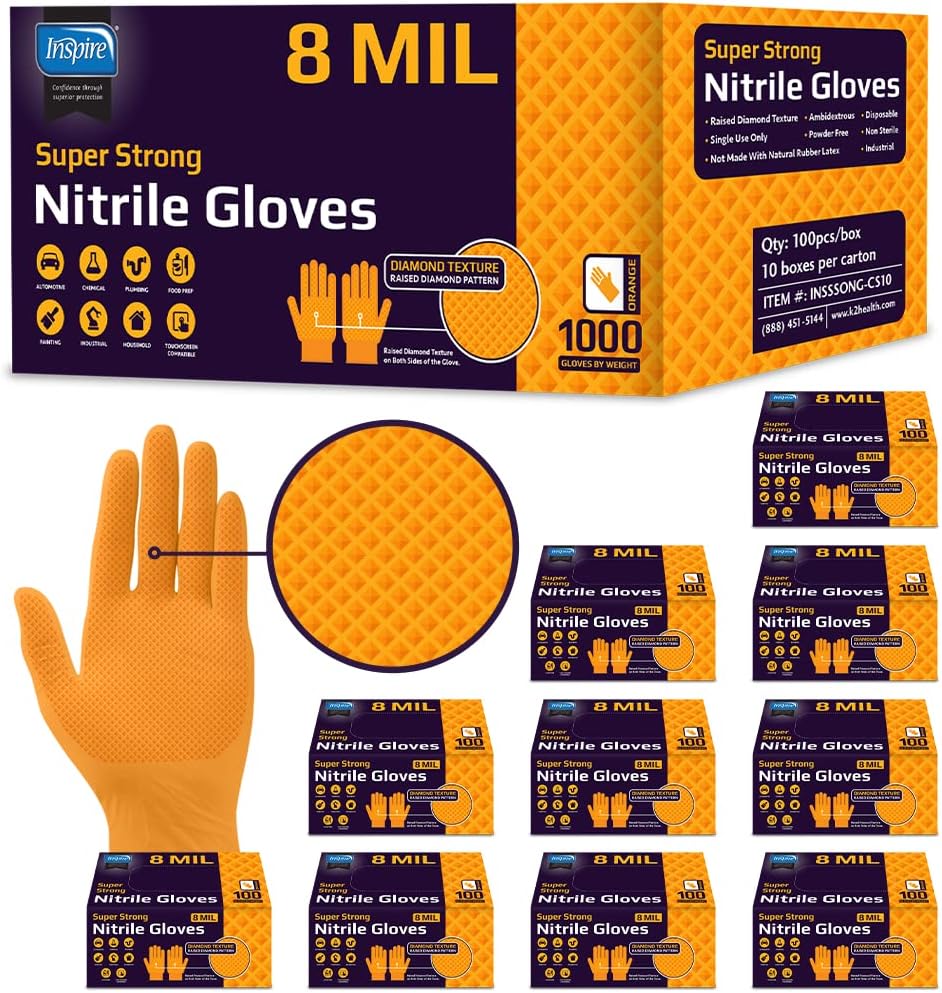 Heavy Duty Orange Nitrile Glov - Nitrile Mechanic Glove ulasan dan harga