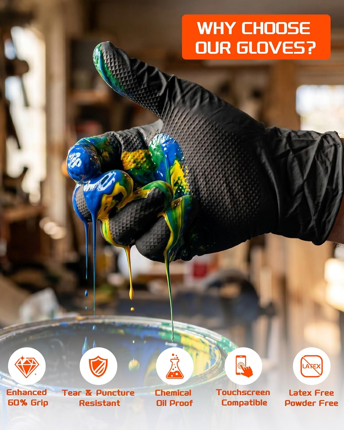 9mil Heavy Duty Disposable Nit - Nitrile Mechanic Glove ulasan dan harga