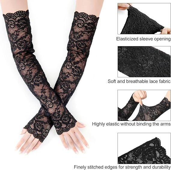 New 1Pair Sexy Lace Hollow-Out - Fingerless Glove Knit ulasan dan harga
