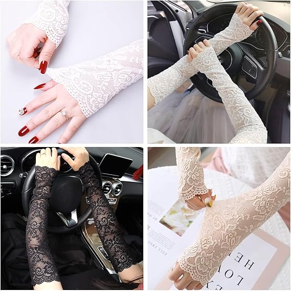 New 1Pair Sexy Lace Hollow-Out - Fingerless Glove Knit ulasan dan harga