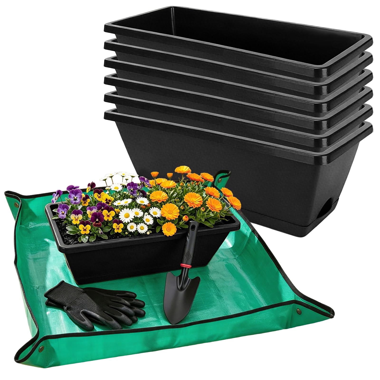 7 Black 17-Inch Rectangular Pl - Gardening Glove Waterproof ulasan dan harga