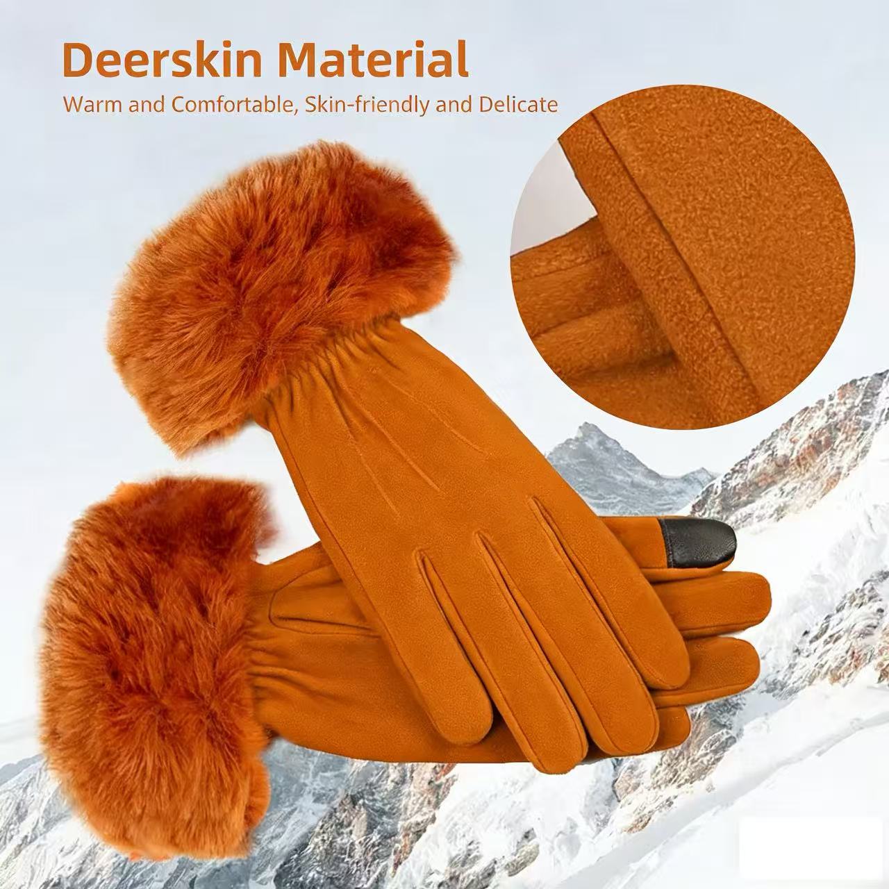 Women's Deerskin Warm Gloves A - Wool Glove Lined ulasan dan harga