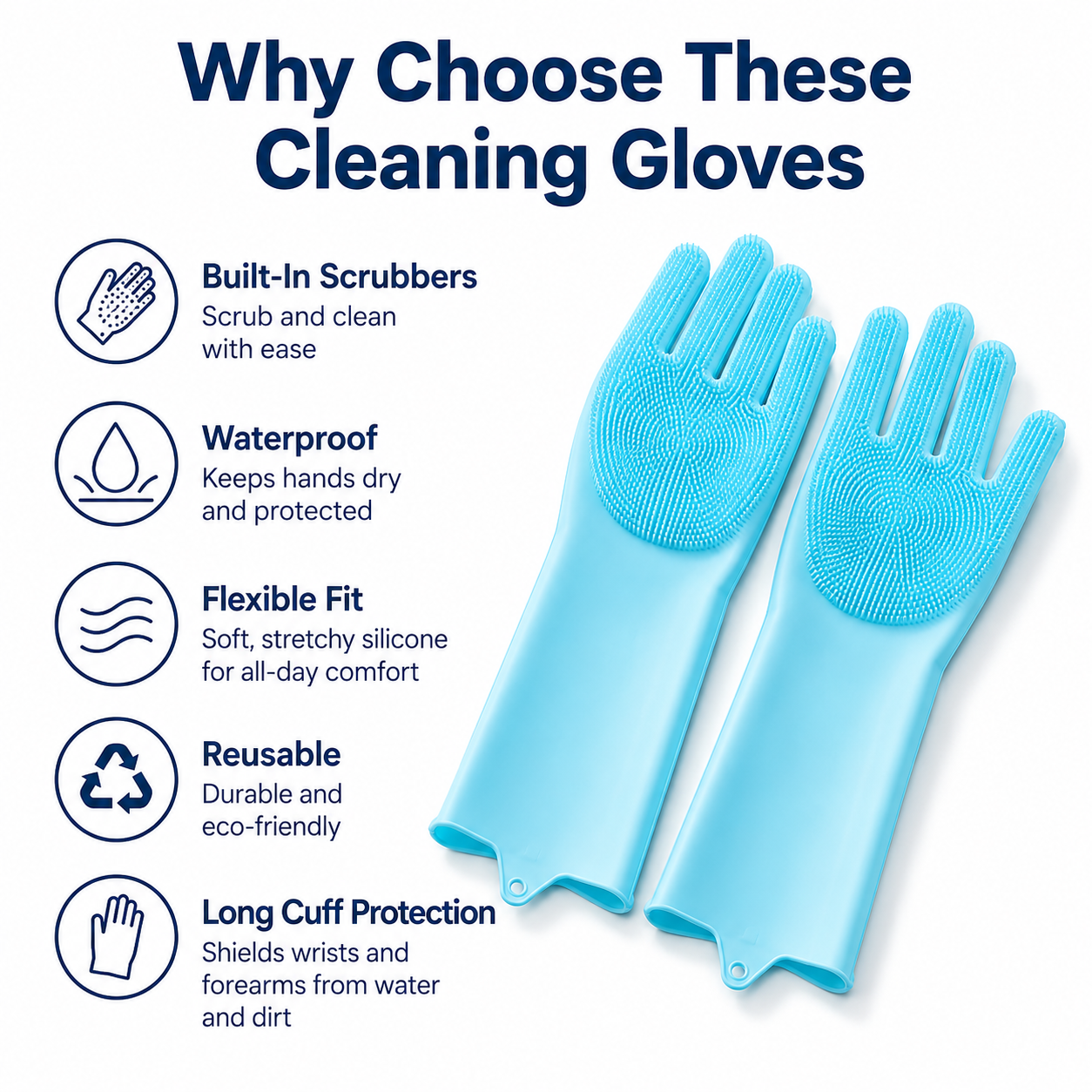 1 Pair Silicone Cleaning Glove - Dish Glove Rubber ulasan dan harga