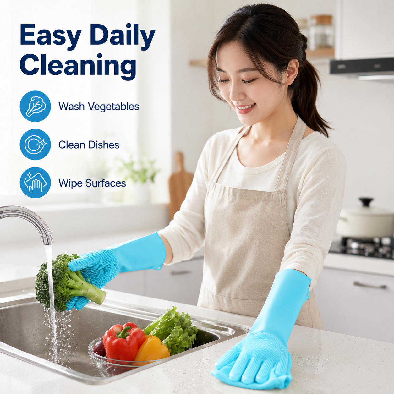 1 Pair Silicone Cleaning Glove - Dish Glove Rubber ulasan dan harga