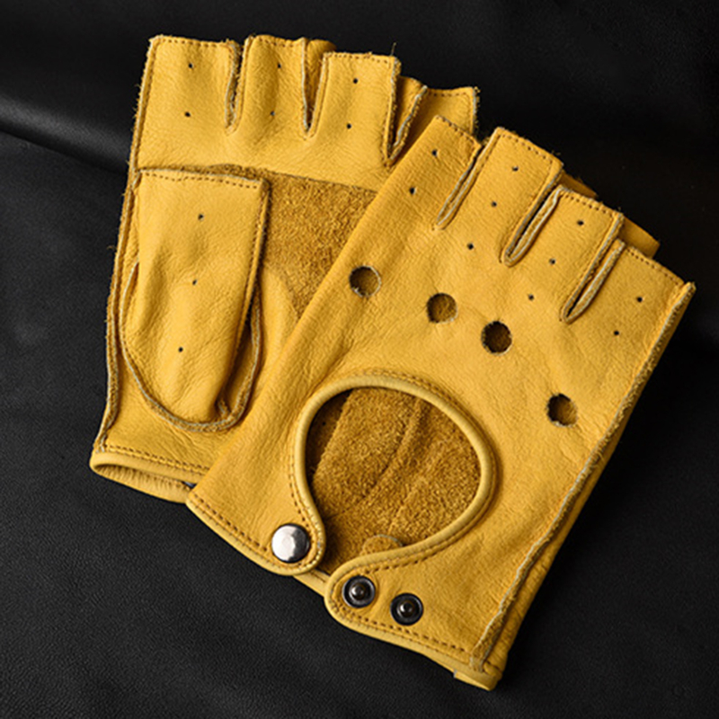 Leather Gloves Men's Half Fing - Leather Driving Glove ulasan dan harga