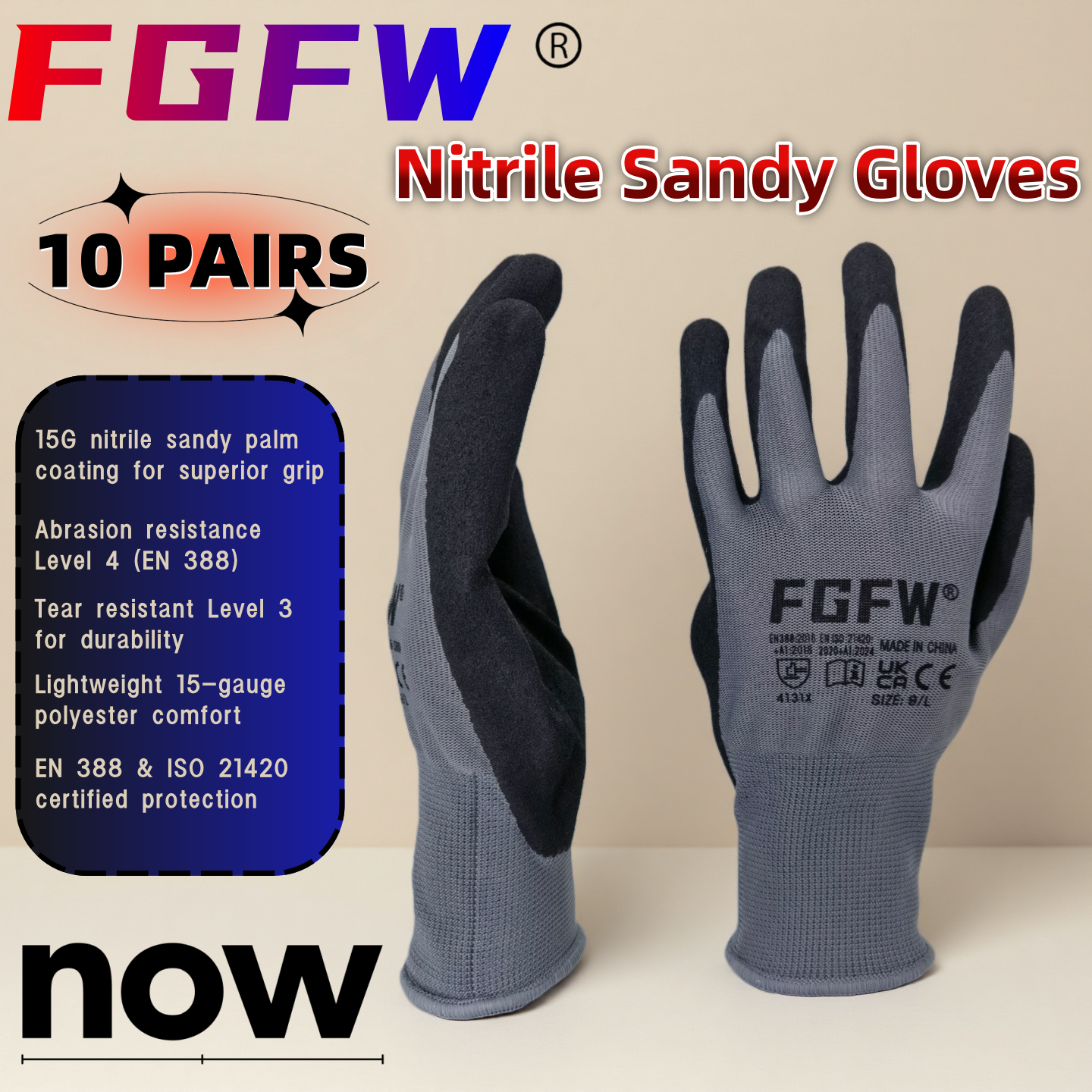 FGFW 10 Pairs Gray Nitrile San - Nitrile Mechanic Glove ulasan dan harga