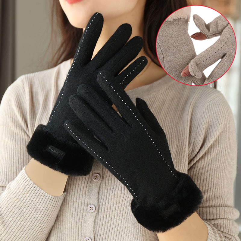 Women Winter Gloves Flip Top F - Wool Glove Lined ulasan dan harga