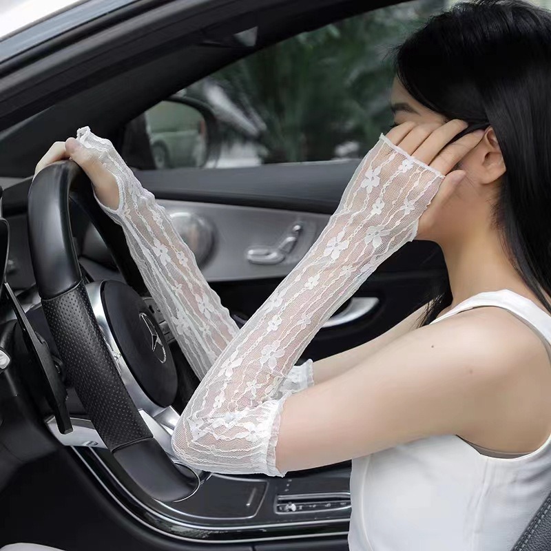 Summer Mesh Flower Lace Finger - Fingerless Glove Knit ulasan dan harga