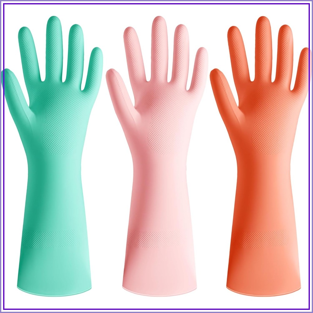 3 Pairs Colorful Rubber Dishwa - Rubber Glove Cleaning ulasan dan harga