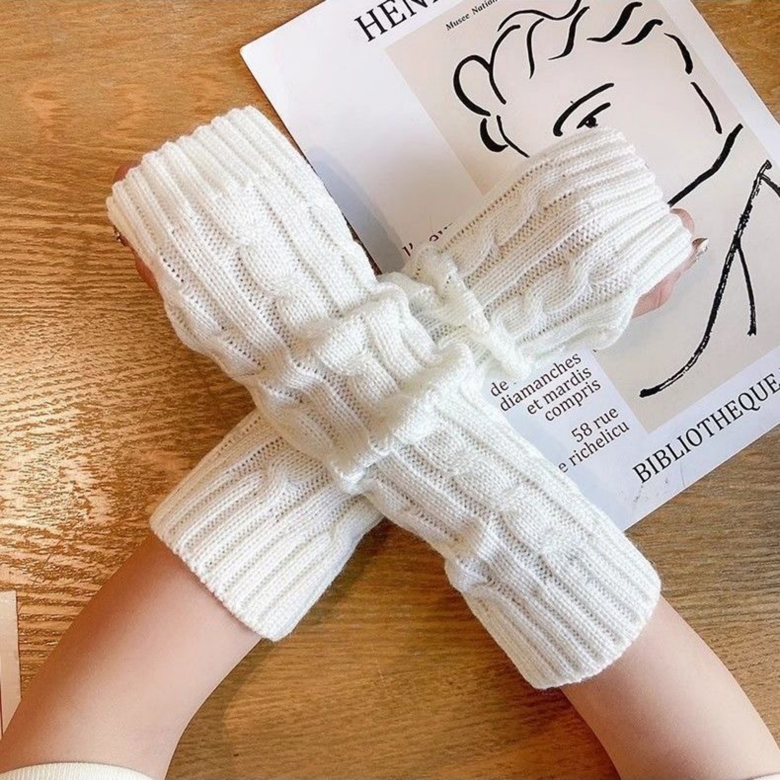 2PCS Cable Knit Fingerless Glo - Fingerless Glove Knit ulasan dan harga
