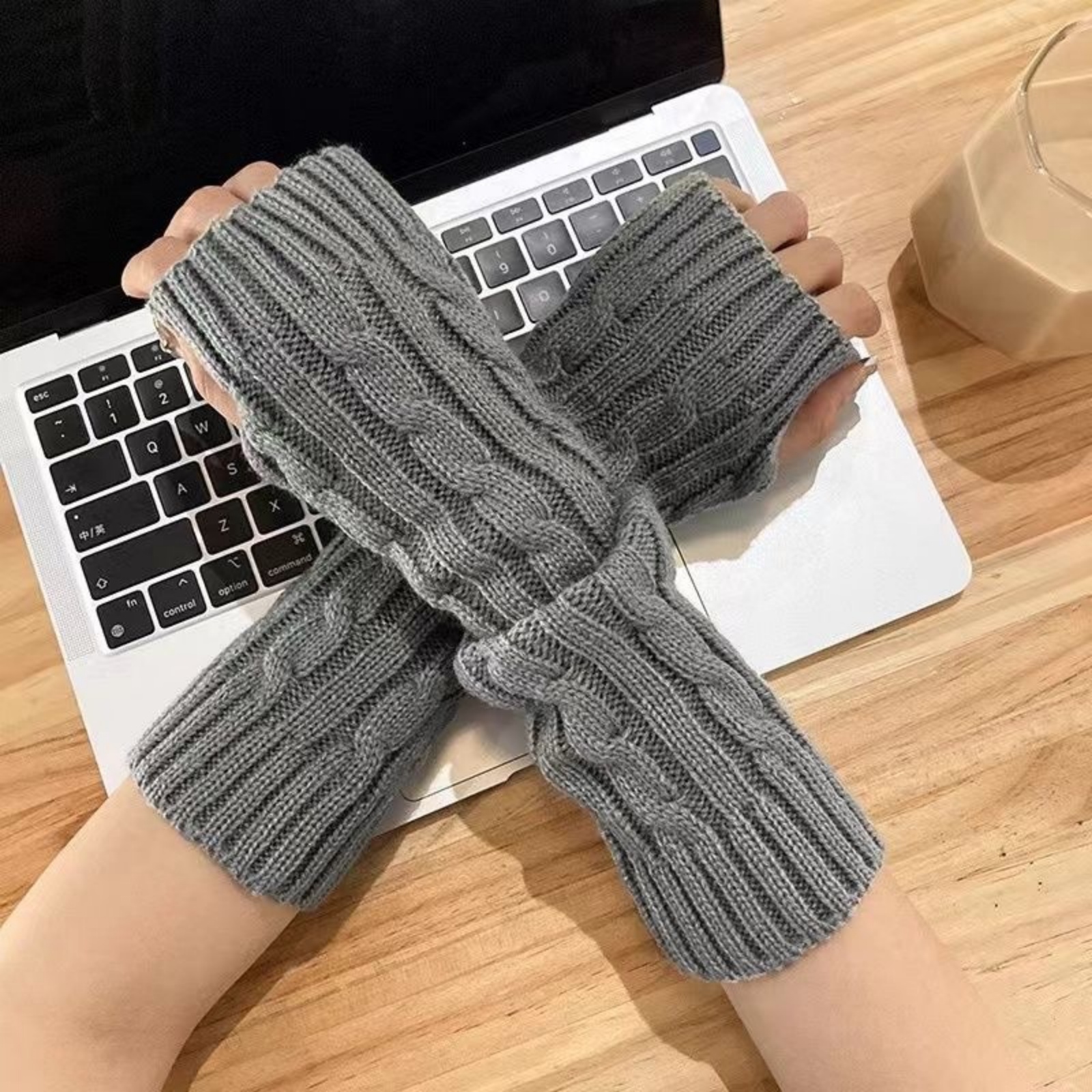 2PCS Cable Knit Fingerless Glo - Fingerless Glove Knit ulasan dan harga