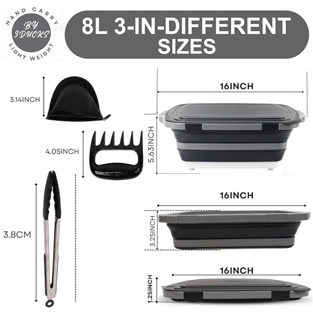 Portable 8L BBQ Prep Tub with  - Heat Resistant Glove ulasan dan harga