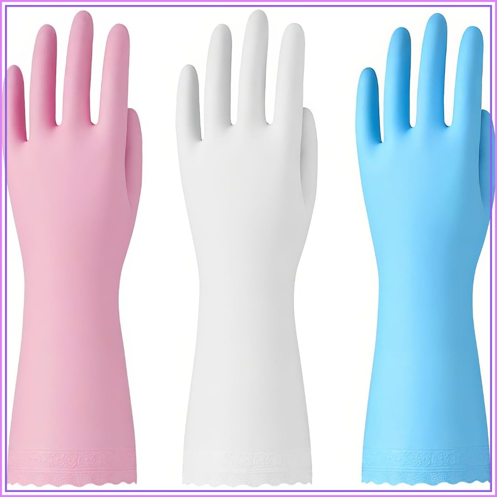 3 Pairs Non-Slip Waterproof Ki - Rubber Glove Cleaning ulasan dan harga