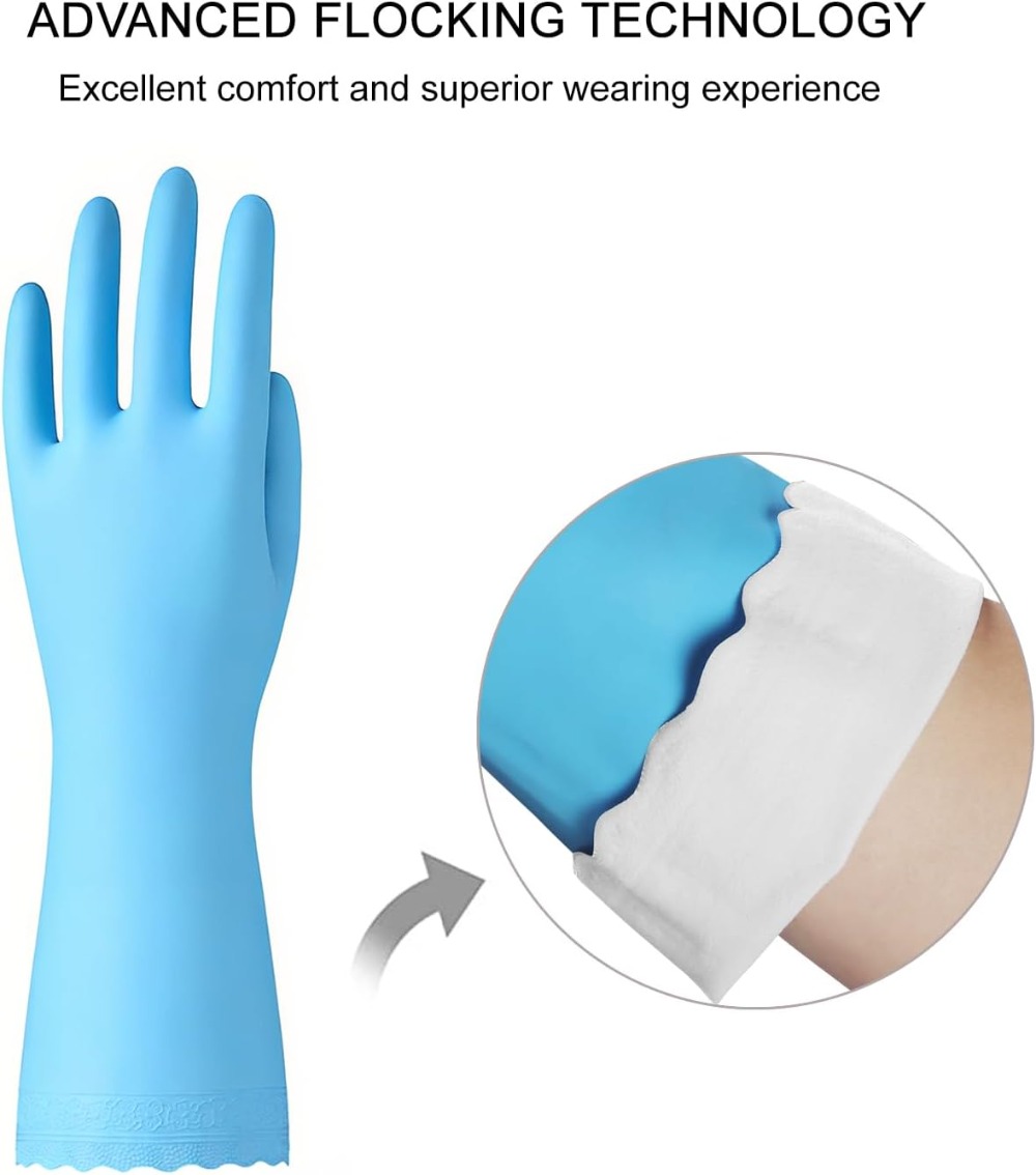 3 Pairs Non-Slip Waterproof Ki - Rubber Glove Cleaning ulasan dan harga