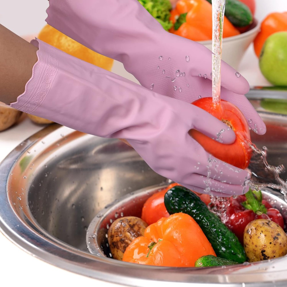 3 Pairs Non-Slip Waterproof Ki - Rubber Glove Cleaning ulasan dan harga